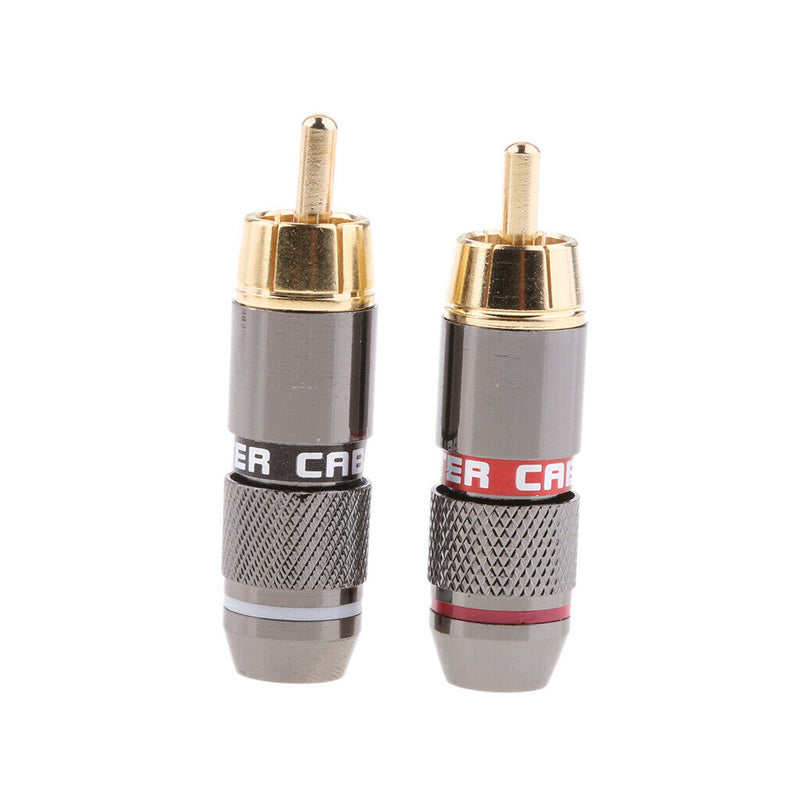 Set of 2 Copper RCA Phono Male Plug Solder Connector Audio Adapter Audio Plug AV