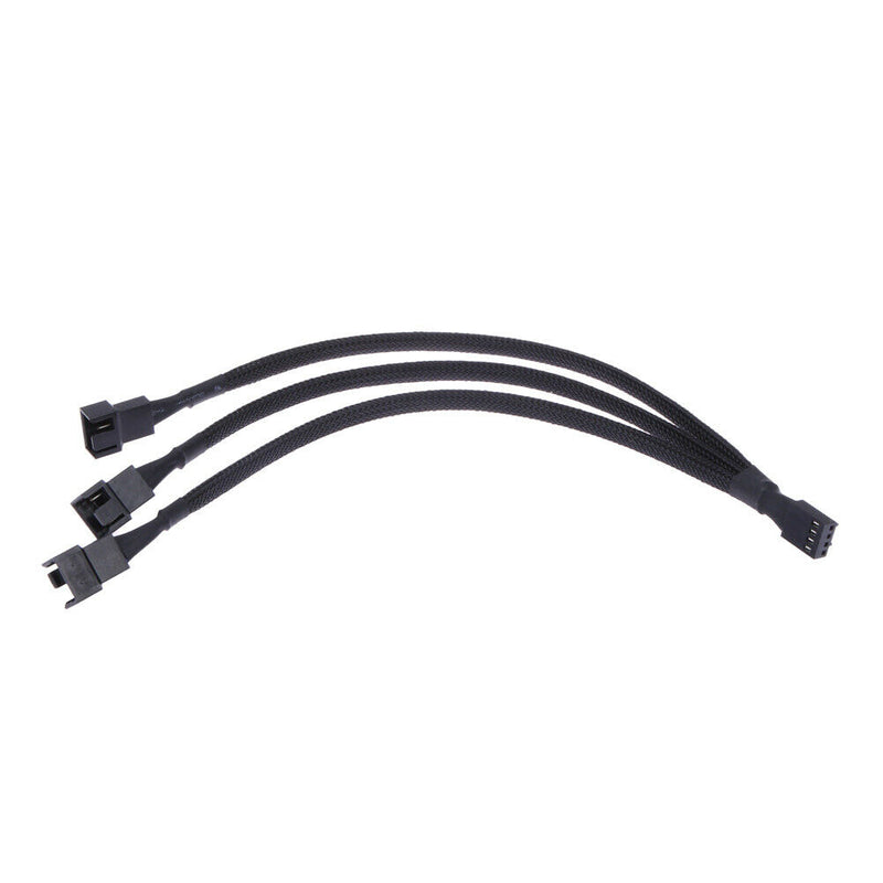 4 pin PWM Fan Cable 1 to 3 ways  Splitter Black Sleeved Extension Cable