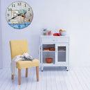Wood Round Large Number Wall Clock Easy Read 14inch Dia for Kitchen Living_C