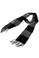Chic Black & Gray Checked Pattern Fringe Decorated Men's Scarf P8D7