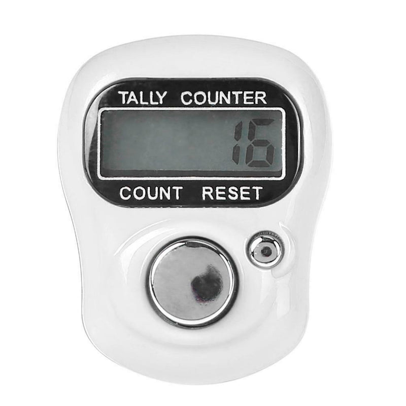 Stitch Marker Row Finger Ring Counter LCD Electronic Tally Counter (White)