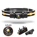L2LED Headlight Zoomab Head Outdoor Sport Headlamp Camping Fishing Hunting USB3C