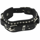 Fashion Punk Rivet Stud Fashion Unisex Leather Belt Bangle Bracelet (Black)