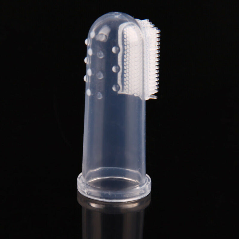 Pet Finger Toothbrush Silicone Dog Tooth Cleaner Cat Teeth Cleaning(Pink)