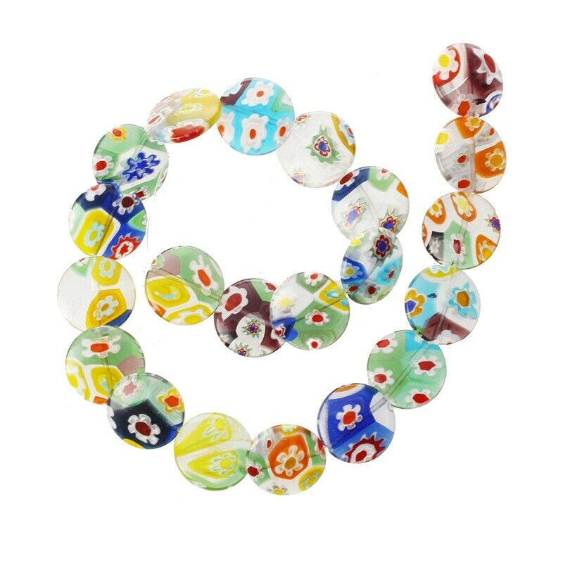 1 Strand Millefiori Glass Bead Perla Circular Fashion Jewelry TOP