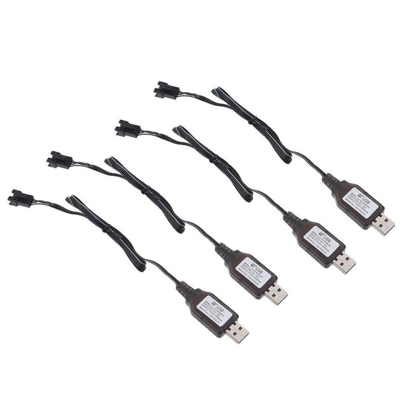 4pcs 7.4V USB to SM 4-Pin Li-po Batteries Charge Cable for RC Drone Car Toys