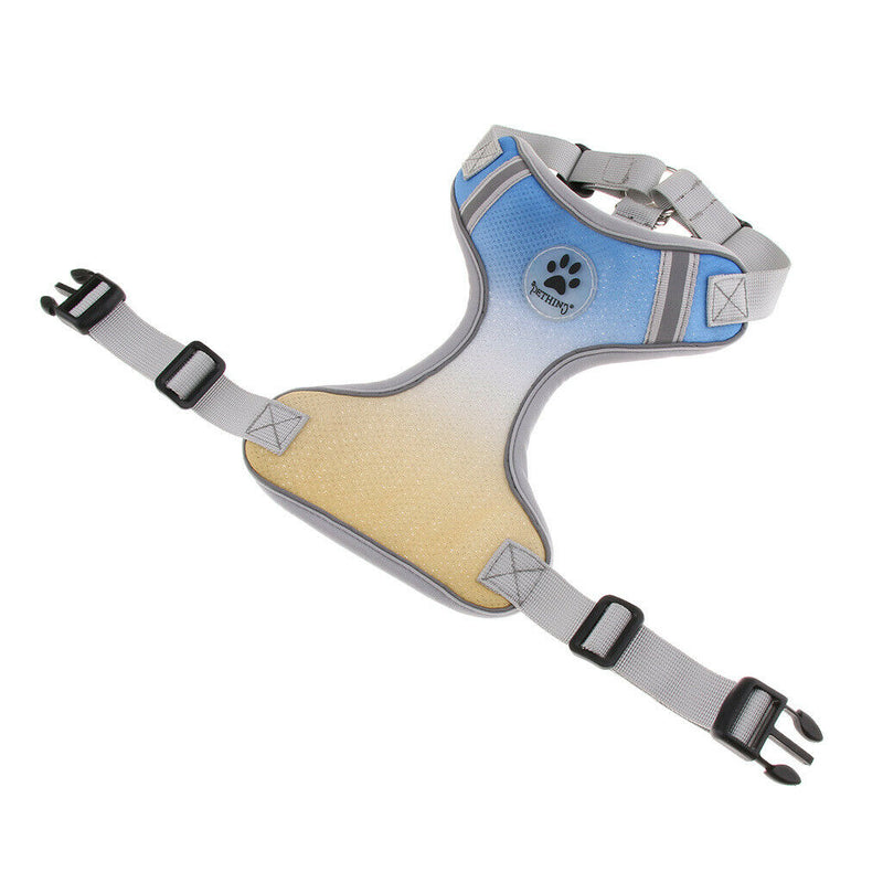 Adjustable Dog Chest Strap Harness Pet Dog Soft Fashion Vest L Yellow Blue