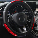 Universal for 38cm Car Steering Wheel Cover Anti-Slip PU Leather Red Dragon Icon