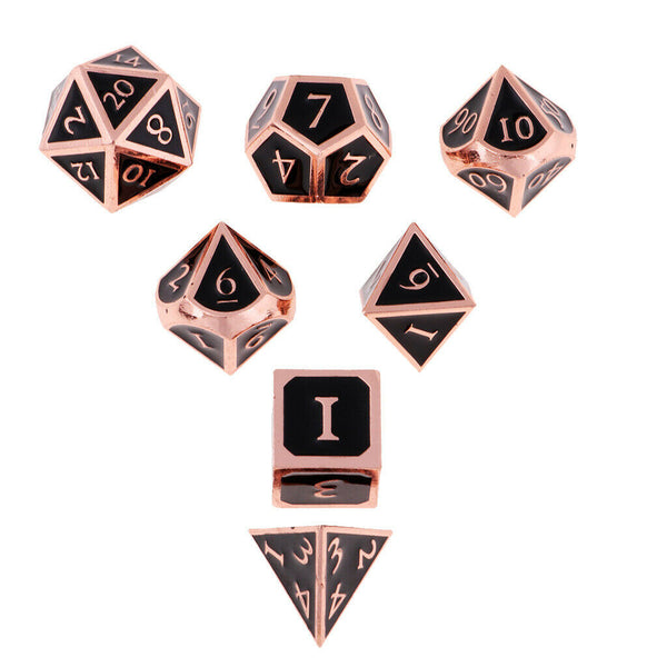 Multi Sided Metal Dice 7pcs D4 D6 D8 D10 D12 D20 Table Games -Black