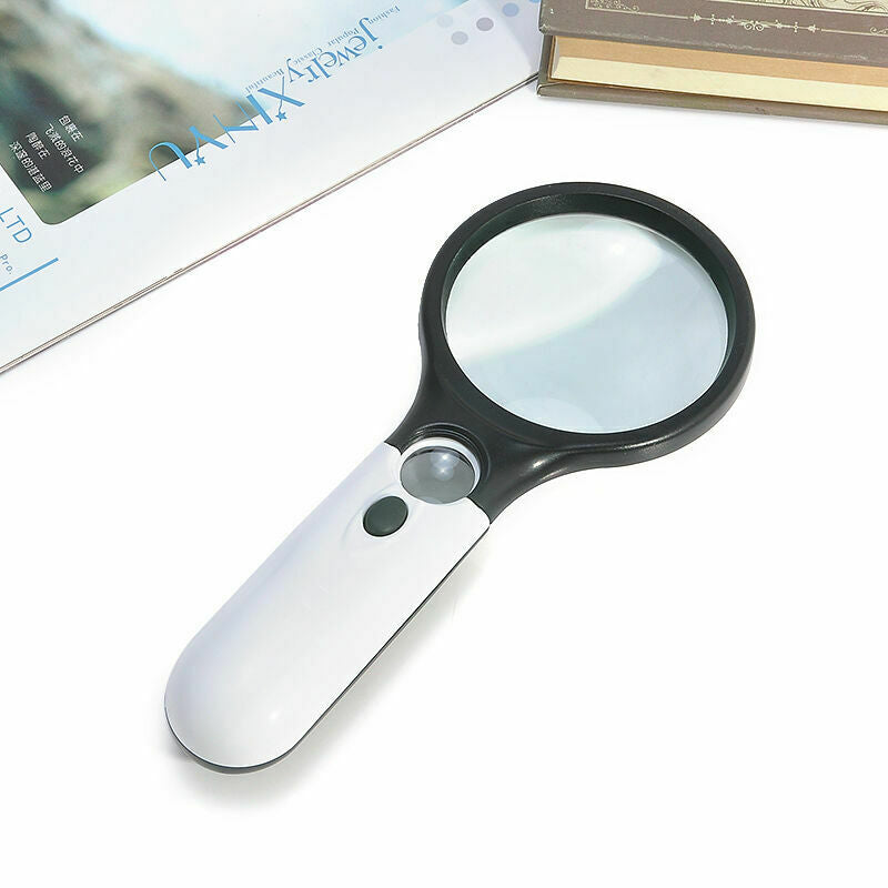 Hand Held Detachable 45x Magnifying Glass Lens Magnifier Loupe w/ LED Lights