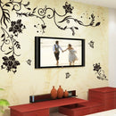 Flower Vine Removable Black Butterfly Wall Stickers Wall Decals Art Decor
