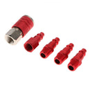5pcs Red Quick Release Coupler Set 1/4" Air Hose Connector For Fitting NPT