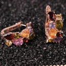 Colorful Cubic Zircon Teardrop Rose Stud Earrings Female Wedding Jewelry  OZ
