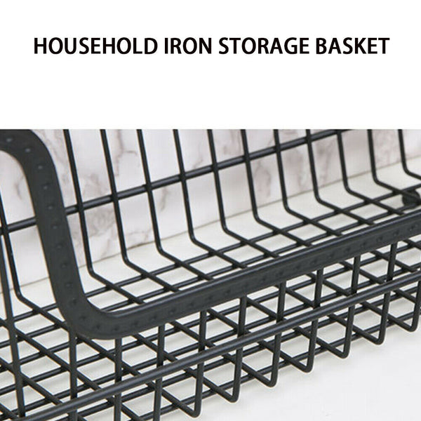 Kitchen Counter Cabinet Fruit Vegetable Iron Art Storage Basket With Handles