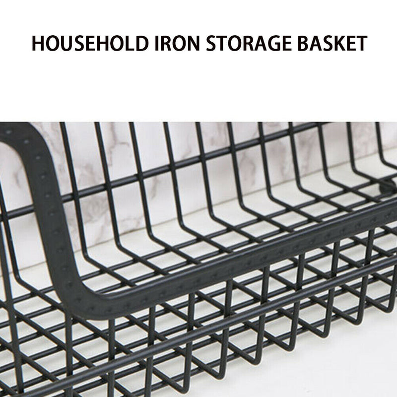 Kitchen Counter Cabinet Fruit Vegetable Iron Art Storage Basket With Handles