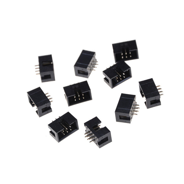 10PCS DC3-6P 2.54mm 2x3 Pin Straight Male Shrouded header IDC Socket  B Gn