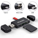 3 in 1 Type C+Micro USB+USB OTG Card Reader High-speed USB2.0 Memory Card Reader