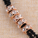 Women Black Beads Tassel Crystal  Sweater Statement Necklace Long Chain Charm