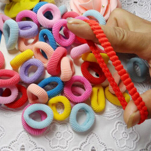 90Pcs/ Pack Elastic Candy Color Baby Girls' Towel Hair Ropes Kids' Hair Bands M&