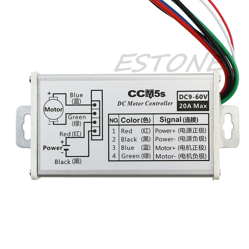 9V 12V 24V 48V 60V 20A DC Motor Regulator Driver Speed Controller PWM 25KHz New
