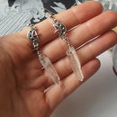 Clear Quartz Moon Earrings - Boho, Witchy, Natural Stones, Esoteric, Celestial