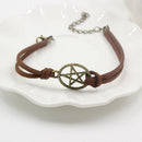 New Bracelet Inspired Retro Bronze Pentagram Pendant Brown Rope Bracelet AU25