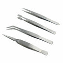 4Pcs/Set Precision Tweezers Stainless Steel Thick Electronics Forceps Eyebr