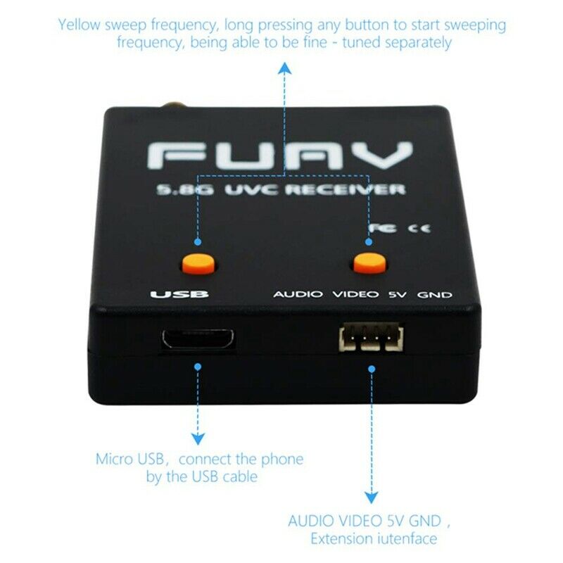 Uvc Single Control Receiver Otg 5.8G 150Ch Channel Fpv Receiver Video Trans A8M6