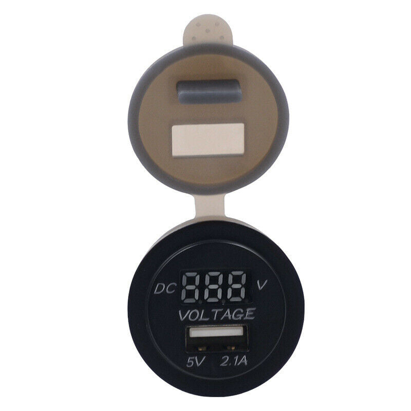2in1 Led DC12V-24V 2.1A Universal Car Charger USB Port Phone Voltmeter For  J5R5