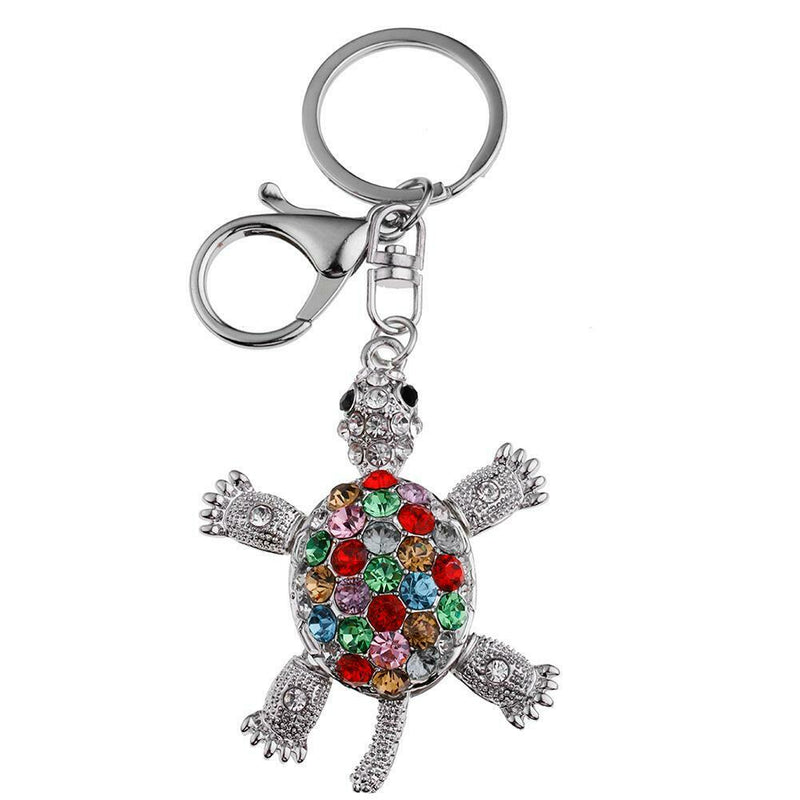 Crystal Tortoise Keychain Women Backpack Pendant Cute Key Ring Jewelry Gift A