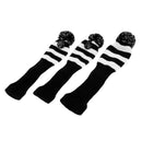 3x Golf Club Pom Pom Head Cover Knit Cover For Driver Fairway Wood Covers White