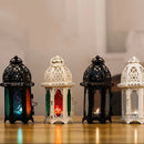 Glass Tealight Candle Holder Wrought Iron Lantern Home Wedding Decor White