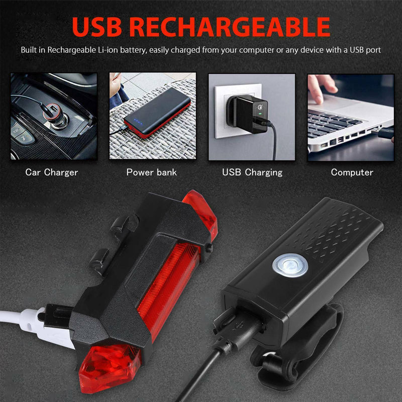 10000 Lumen Rechargeable Mountain Bike Lights Bicycle Torch Front + Rear Lamp !