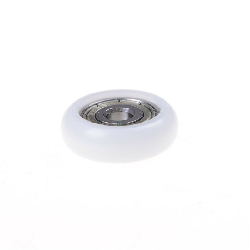 1 Nylon Plastic Carbon Steel Pulley Wheels Roller Groove Ball Bearing White JR