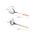 2x Chinese Soup Spoon Ladle Scoop Wok Spatula Household Heat Resistant Cookware