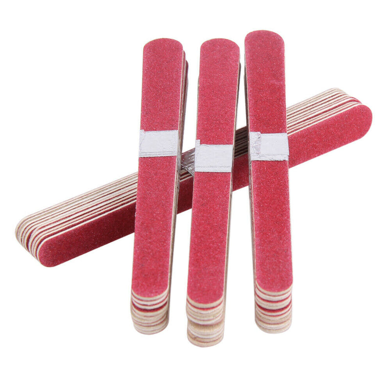 40pcs Nail Art Manicure Buffer Sanding Files Wood Crescent Sandpaper Grit