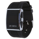 Luxury Digital Mens Red LED Light Sport Wrist Watch Gift Style - Black