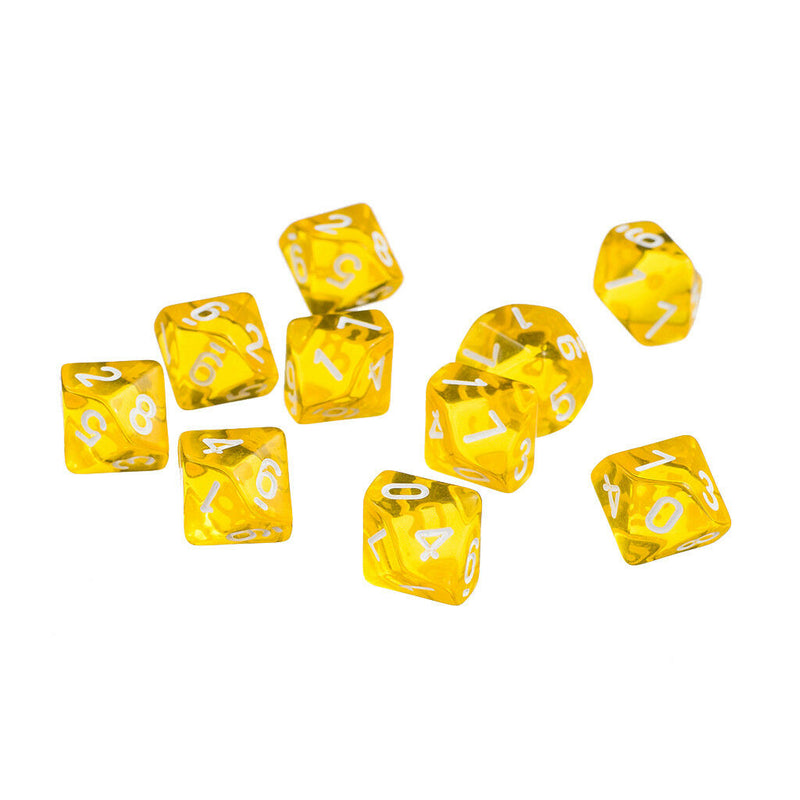 10pcs Purple D10 Dice+10pcs Yellow D10 Dice for D&D RPG MTG Board Games Gift