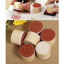 Practical 6Pcs Assorted Retro Flower Round Wooden Rubber Stamp Wedding Cra CTI