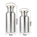 Portable Stainless Steel Water Bottle Bamboo Lid Sports Flasks Leak-Proof T