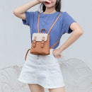 Mini PU Leather Women Shoulder Bags Flap Backpack Lady School Bags (Brown)