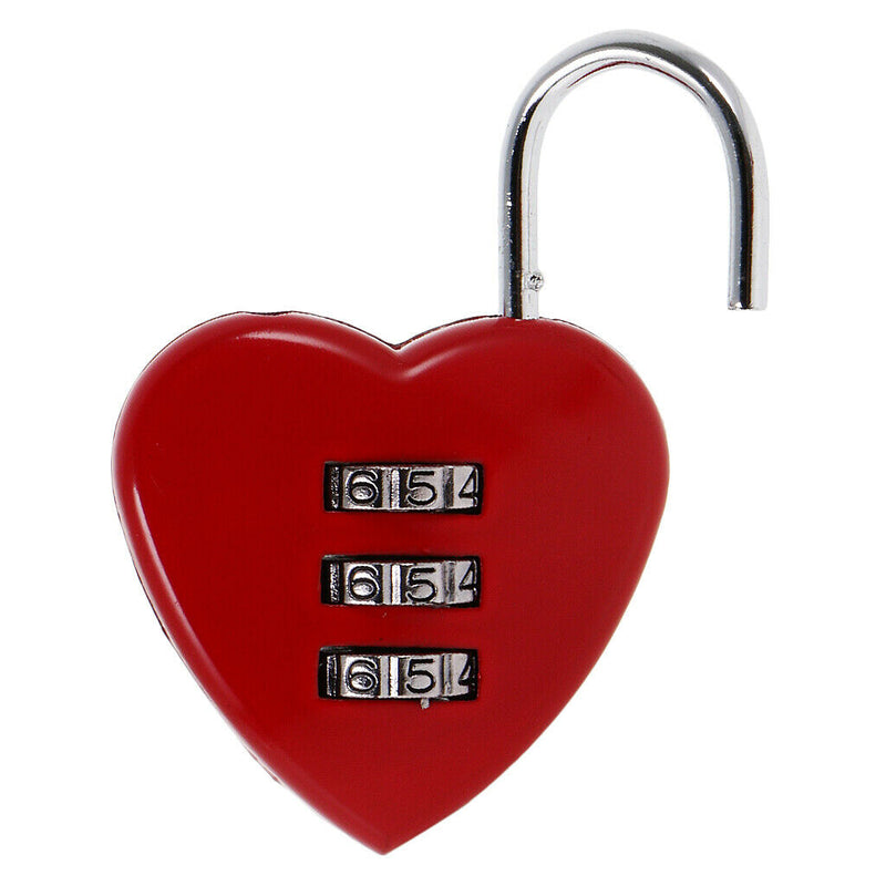 3 Pieces Portable Heart Shape Combination Padlock Combination Lock Travel Case