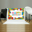 0.9x1.5m Happy Birthday Building Block Wall Photo Shooting Background Cloth