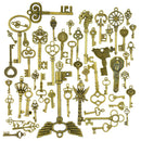 50pcs Bronze Key Pendant DIY Findings Jewelry Making for Necklace Keychain