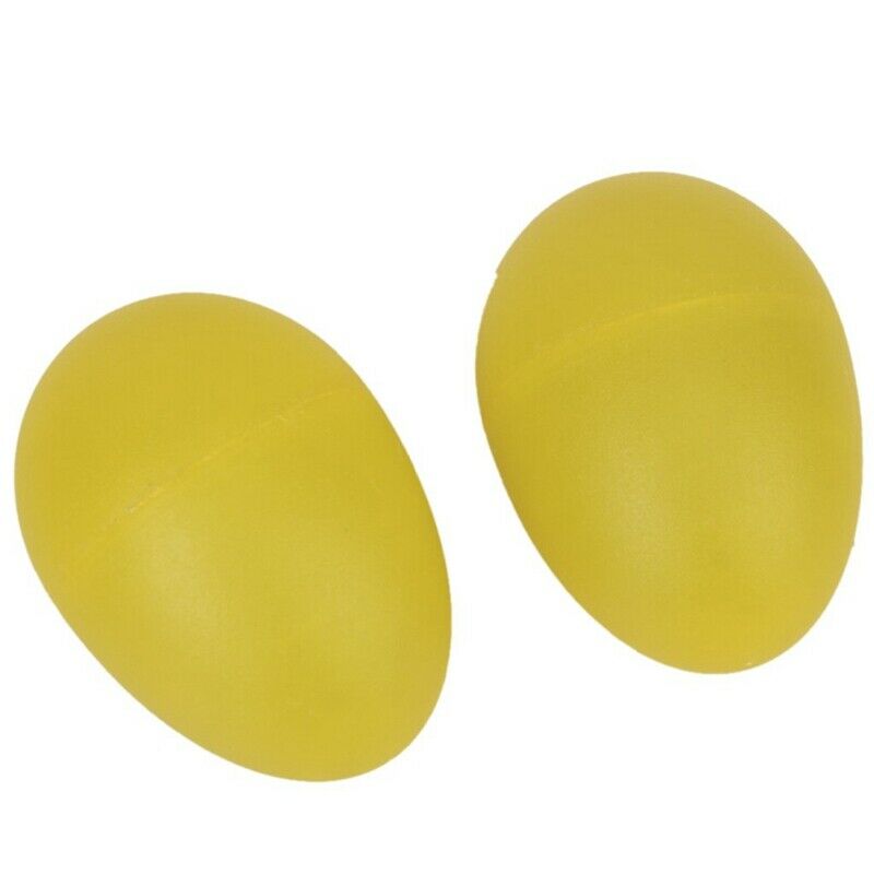 1 Pair Plastic Percussion Musical Egg Maracas Shakers yellow H4O5