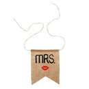 Mr Mrs Burlap Wedding Banner Chair Flag Bunting Rustic Sign Decorations