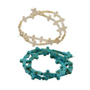 2 Pcs Howlite Turquoise Loose Cross Spacer Beads Charms Jewelry Findings DIY