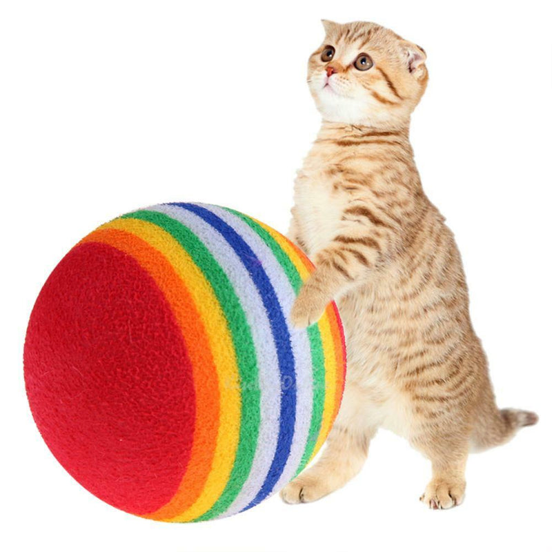 10pcs Rainbow Ball Pet Cat Kitten Soft Play Tennis Balls Activity Fun Chew Toys