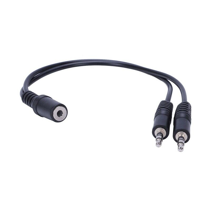 Black 3.5mm female to 2 of 3.5mm Male Audio Splitter Cable for speakers or  U9A1