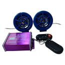12V Motorbike Audio Stereo Sound System USB MP3 w/ Dual Speaker Purple+Blue